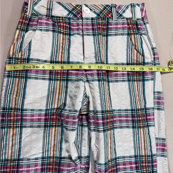 Free People Marlowe Yard Trousers Pants Plaid Seersucker Straight Leg Size 4 - Picture 8 of 16